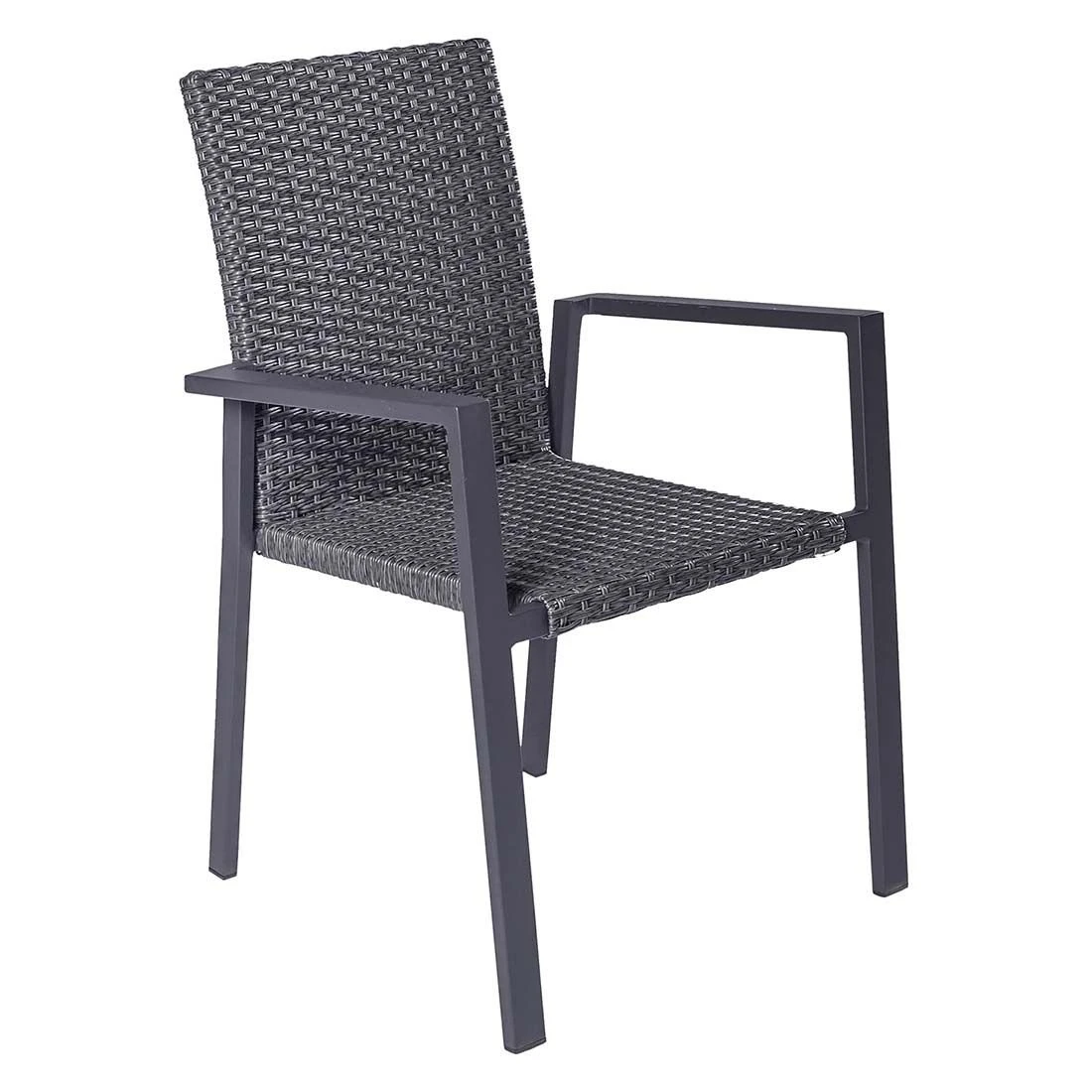 LC Garden Keramo Stapelstuhl Aluminium/Geflecht Anthrazit/Grau Mix