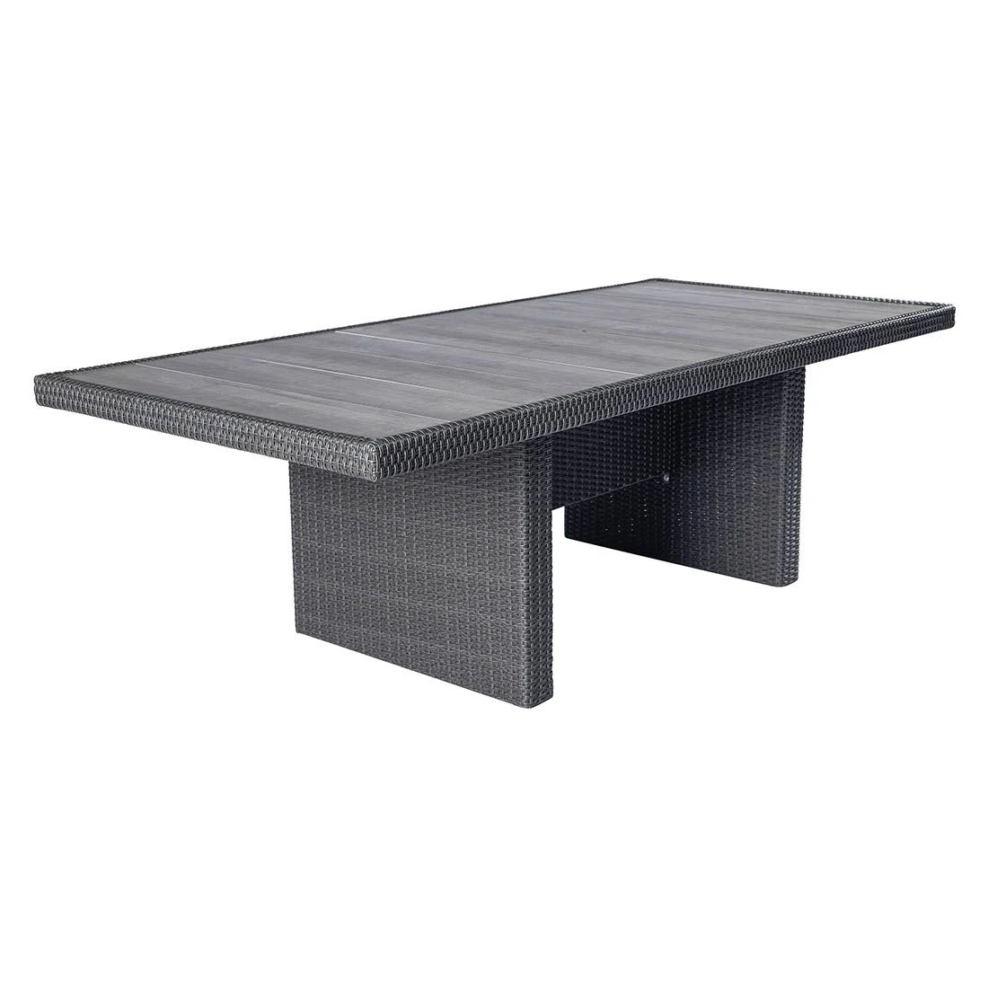 LC Garden Keramo Wangentisch 212x100cm Geflecht/Keramik Grau Mix/Holzoptik Dunkelgrau