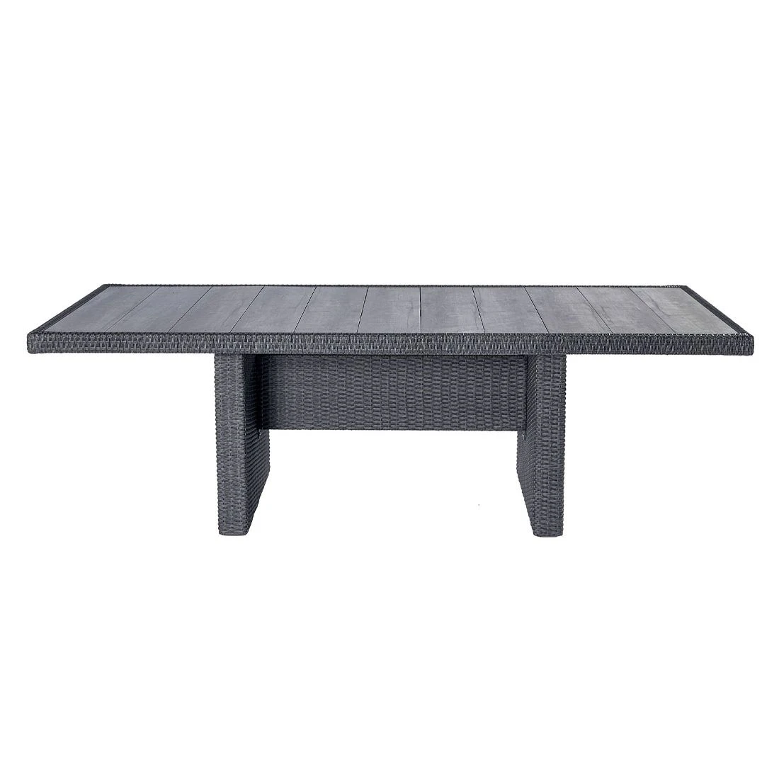 LC Garden Keramo Wangentisch 212x100cm Geflecht/Keramik Grau Mix/Holzoptik Dunkelgrau – Bild 2