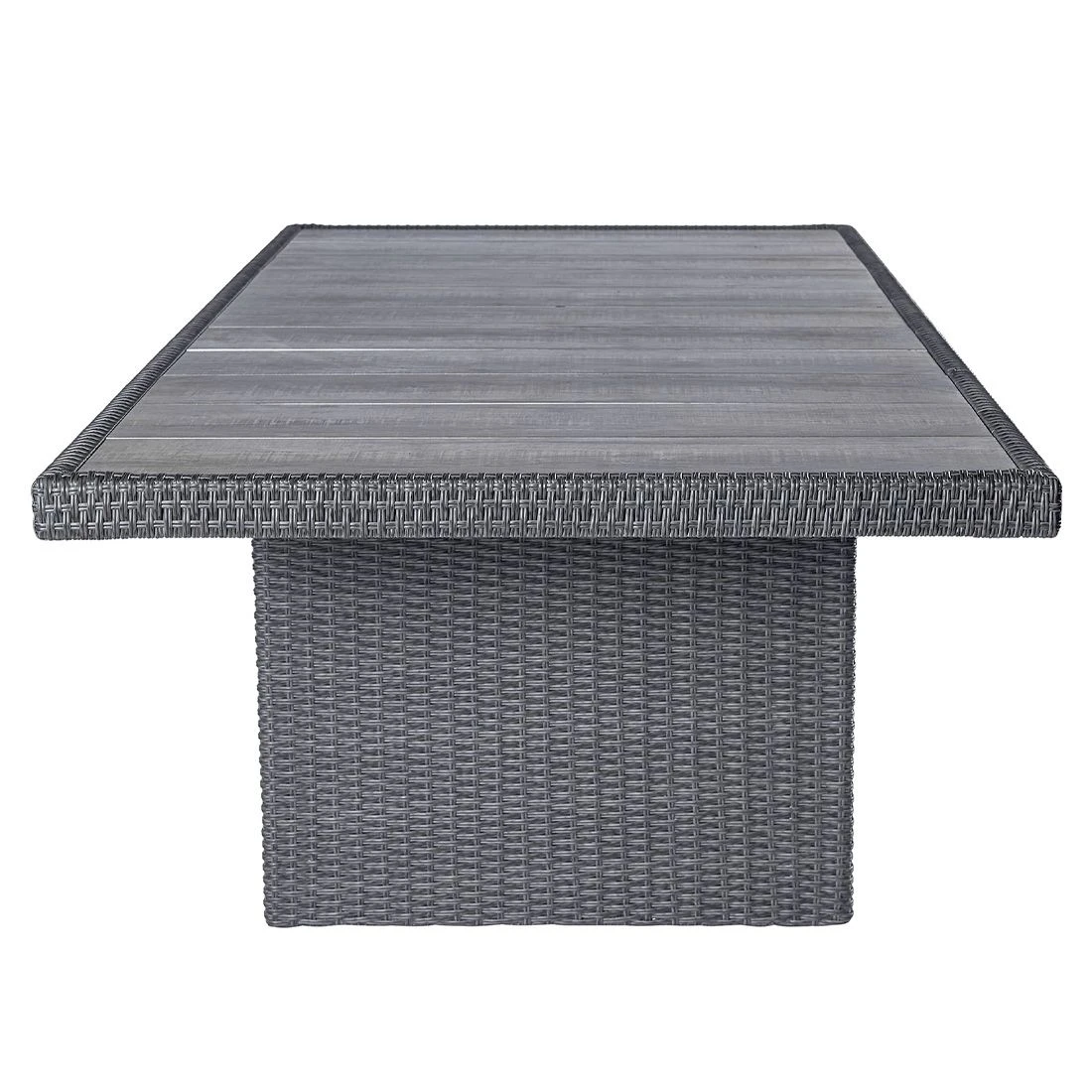 LC Garden Keramo Wangentisch 212x100cm Geflecht/Keramik Grau Mix/Holzoptik Dunkelgrau – Bild 3