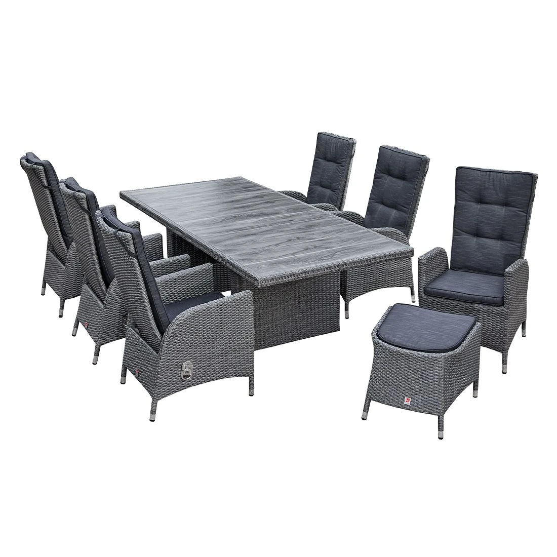 LC Garden Keramo Wangentisch 212x100cm Geflecht/Keramik Grau Mix/Holzoptik Dunkelgrau – Bild 5