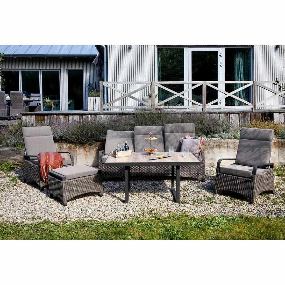 LC Garden Komido Gartensofa Aluminium/Geflecht Anthrazit/Omega Braun - Image 2