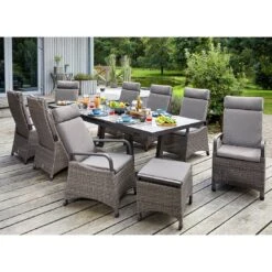 LC Garden Komido Gartenmöbel-Set 10-tlg. Tisch 200/260x100cm Anthrazit/Omega Braun
