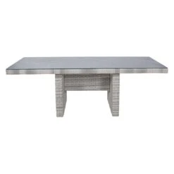 LC Garden Parma Gartentisch 220x100cm Geflecht/Keramik-Glas White Grey/Stein Grau