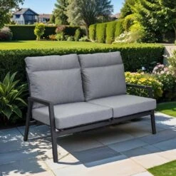 LC Garden Sondrino Gartensofa Aluminium/Textilene Schwarz Matt/Silber