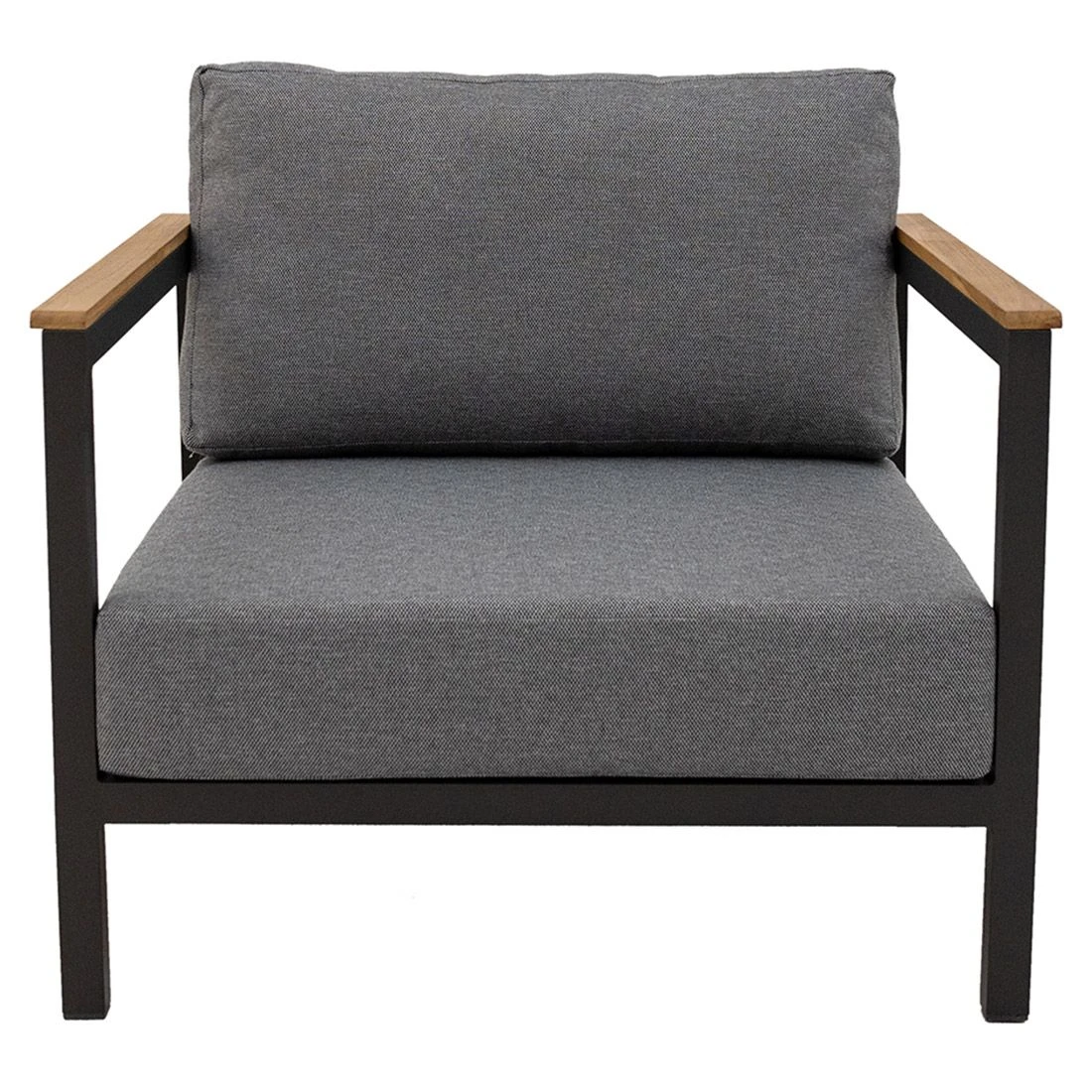 LC Garden Sondrino Loungesessel Aluminium/Polyester/Teak-Armlehnen Anthrazit/Off-White-Schwarz - Image 2