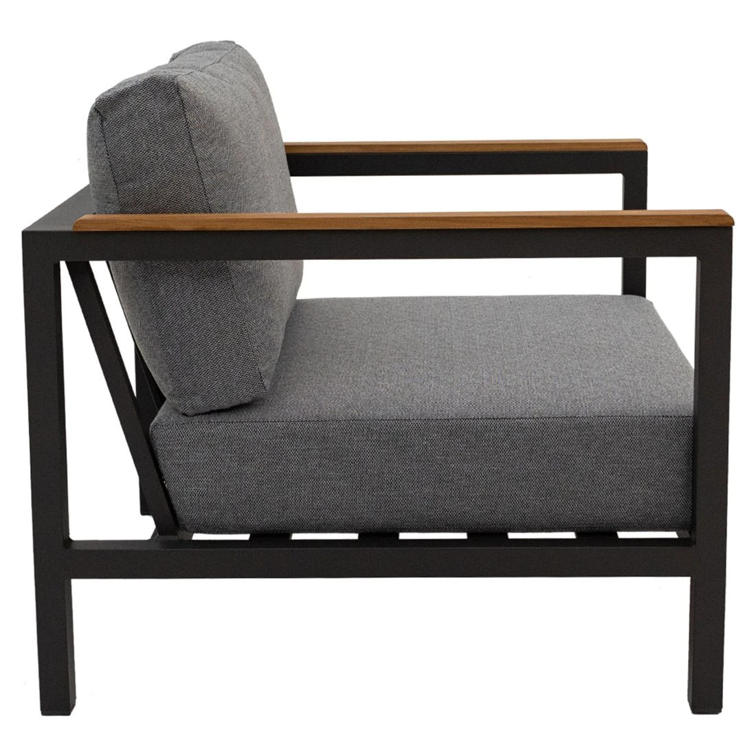 LC Garden Sondrino Loungesessel Aluminium/Polyester/Teak-Armlehnen Anthrazit/Off-White-Schwarz - Image 3