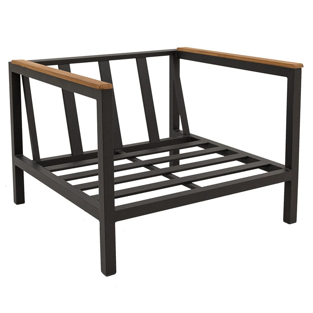 LC Garden Sondrino Loungesessel Aluminium/Polyester/Teak-Armlehnen Anthrazit/Off-White-Schwarz - Image 4