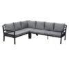 LC Garden Sondrino Ecklounge 3-tlg. Aluminium/Polyester Schwarz Matt/Grau
