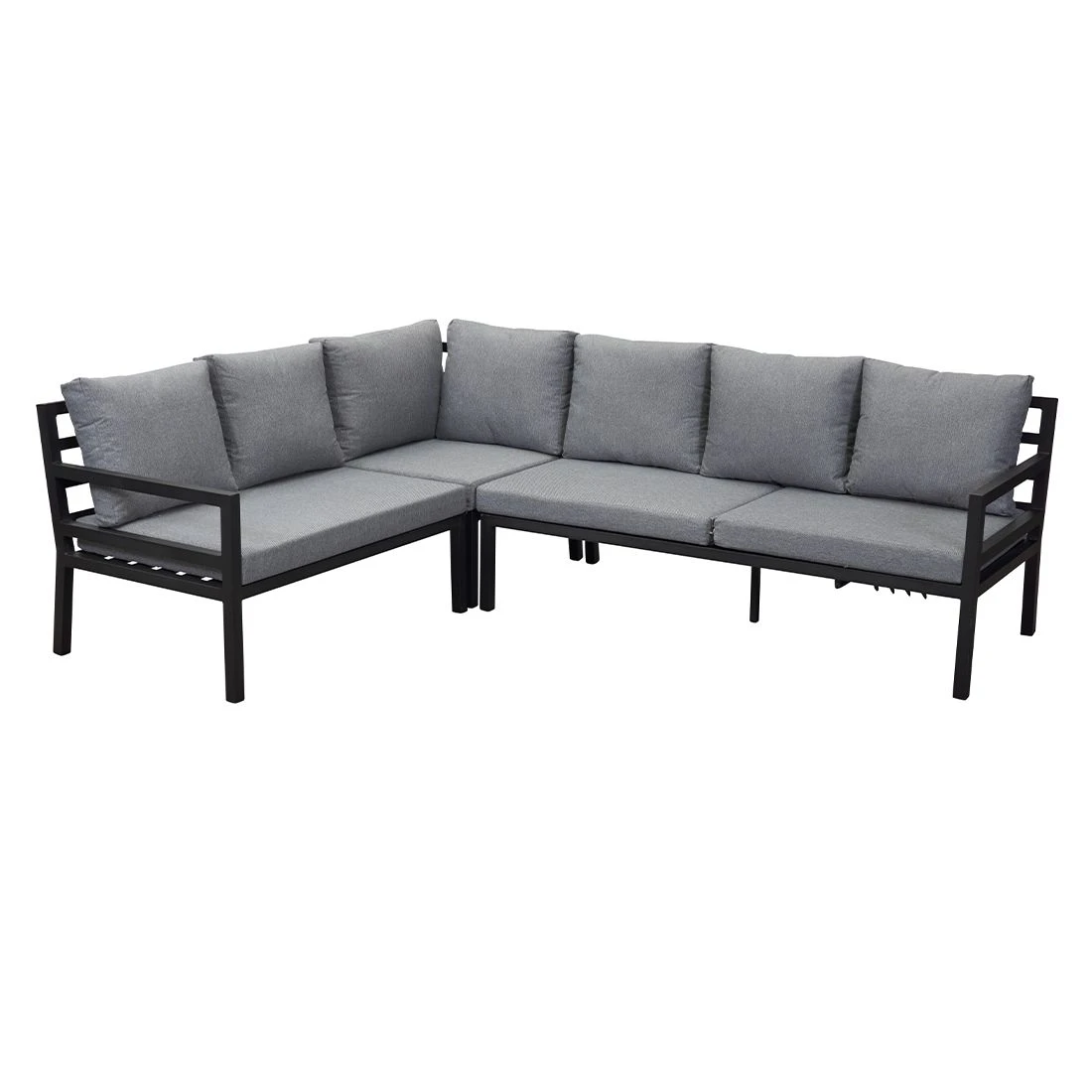 LC Garden Sondrino Ecklounge 3-tlg. Aluminium/Polyester Schwarz Matt/Grau