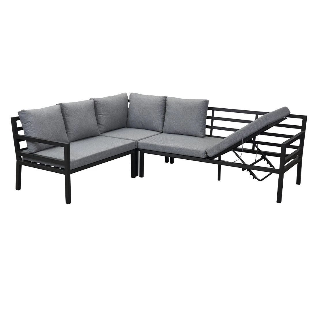 LC Garden Sondrino Ecklounge 3-tlg. Aluminium/Polyester Schwarz Matt/Grau - Image 2