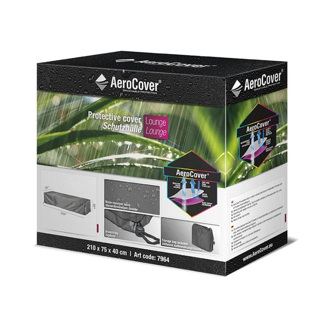 AeroCover Gartenliege Schutzhülle 210x75x40cm Polyester Uni Anthrazit - Image 8