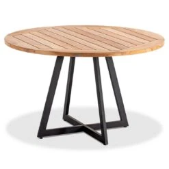 Niehoff Milan Gartentisch Ø125cm Aluminium/Teak Anthrazit/Natur