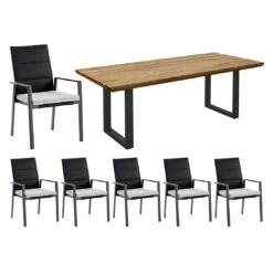 Niehoff Nancer Gartenmöbel-Set 7-tlg. Mit Tisch 200x100cm Anthrazit/Schwarz