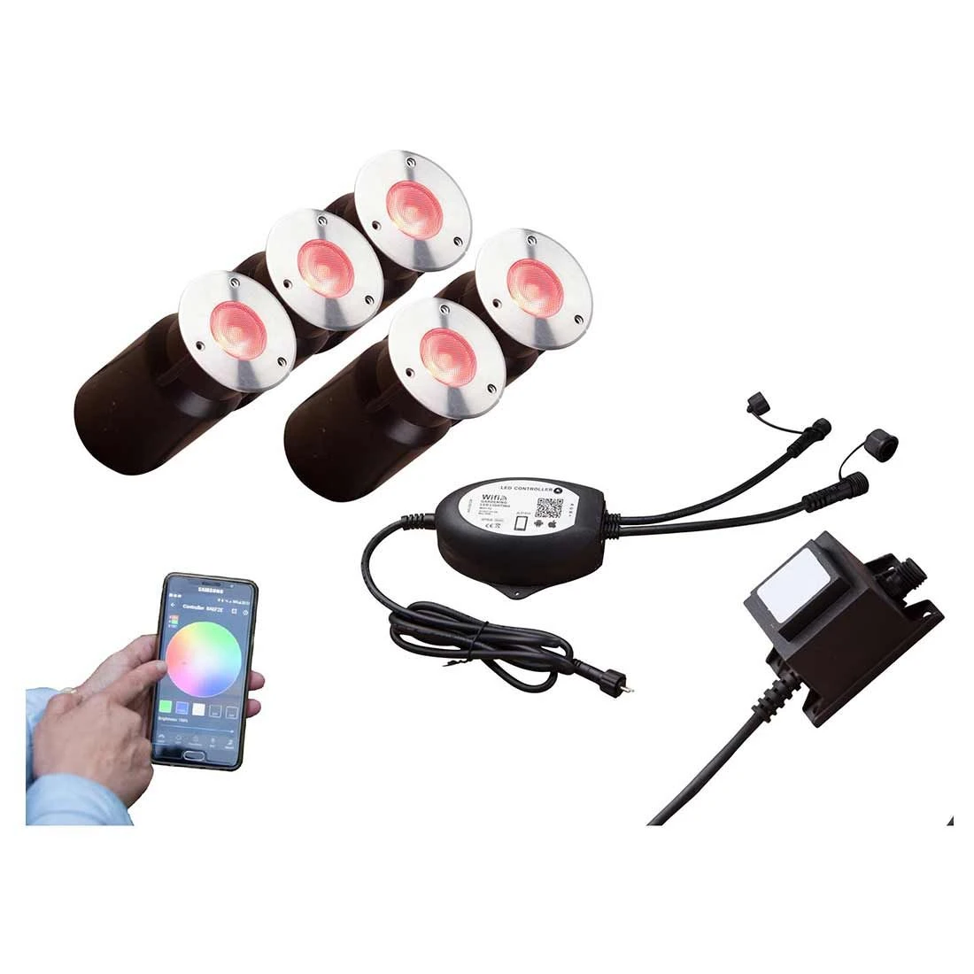 OUTLIV. Smart Light Starter-Set "Wifi 5RGB Bodeneinbauspots" Silber/Schwarz - Image 4