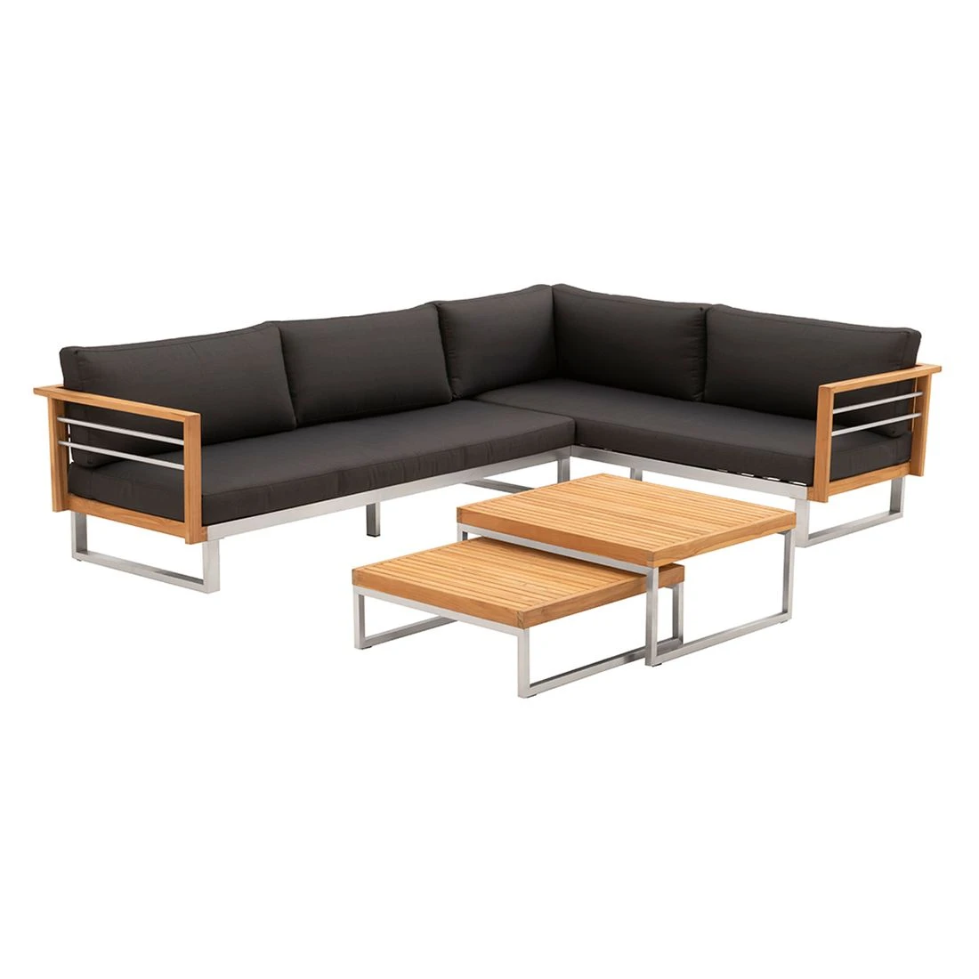 OUTLIV. Hawaii Ecklounge Edelstahl/Teak/Polster Dunkelgrau - Image 2