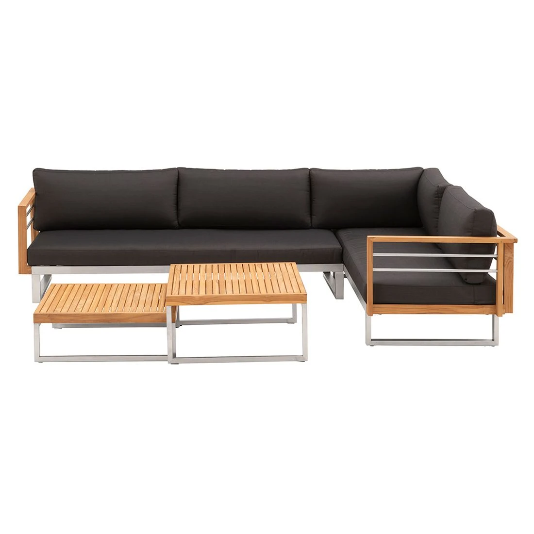 OUTLIV. Hawaii Ecklounge Edelstahl/Teak/Polster Dunkelgrau - Image 3