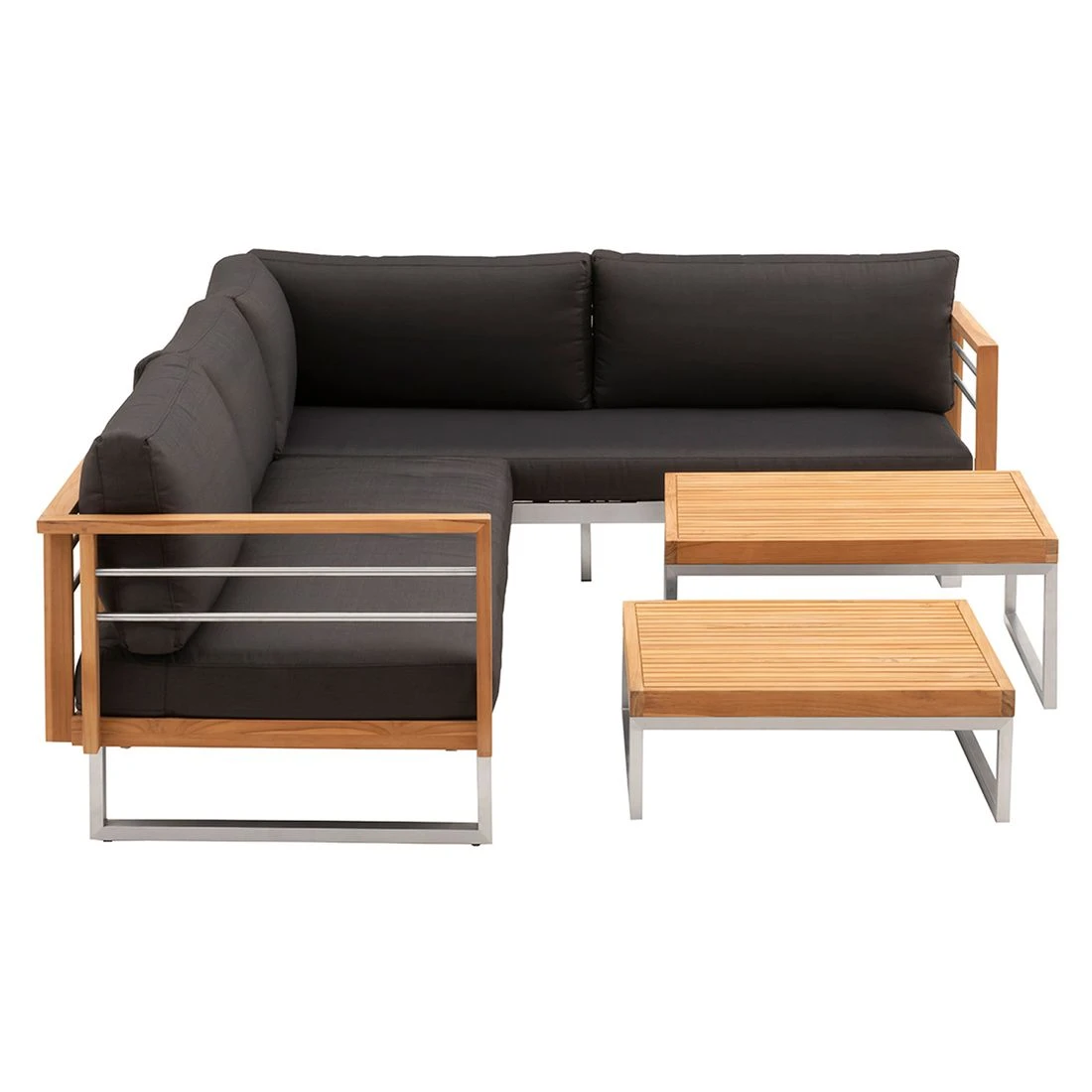 OUTLIV. Hawaii Ecklounge Edelstahl/Teak/Polster Dunkelgrau - Image 4