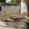 OUTLIV. Korfu Loungeset 4-tlg. Teak/Olefin Natur/Braun