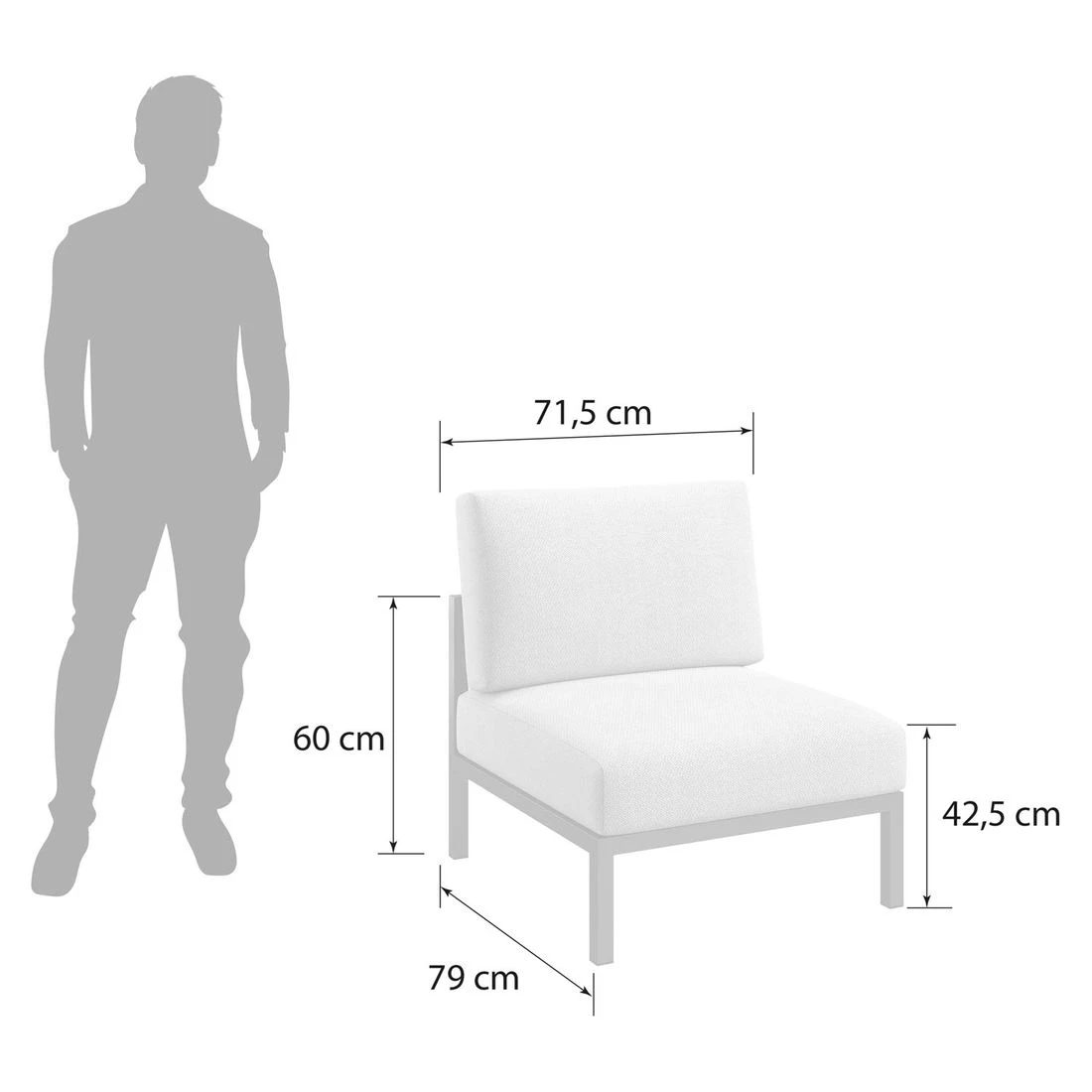 OUTLIV. Toskana Mittelmodul Aluminium/Sunproof Anthrazit/Hellgrau - Image 3