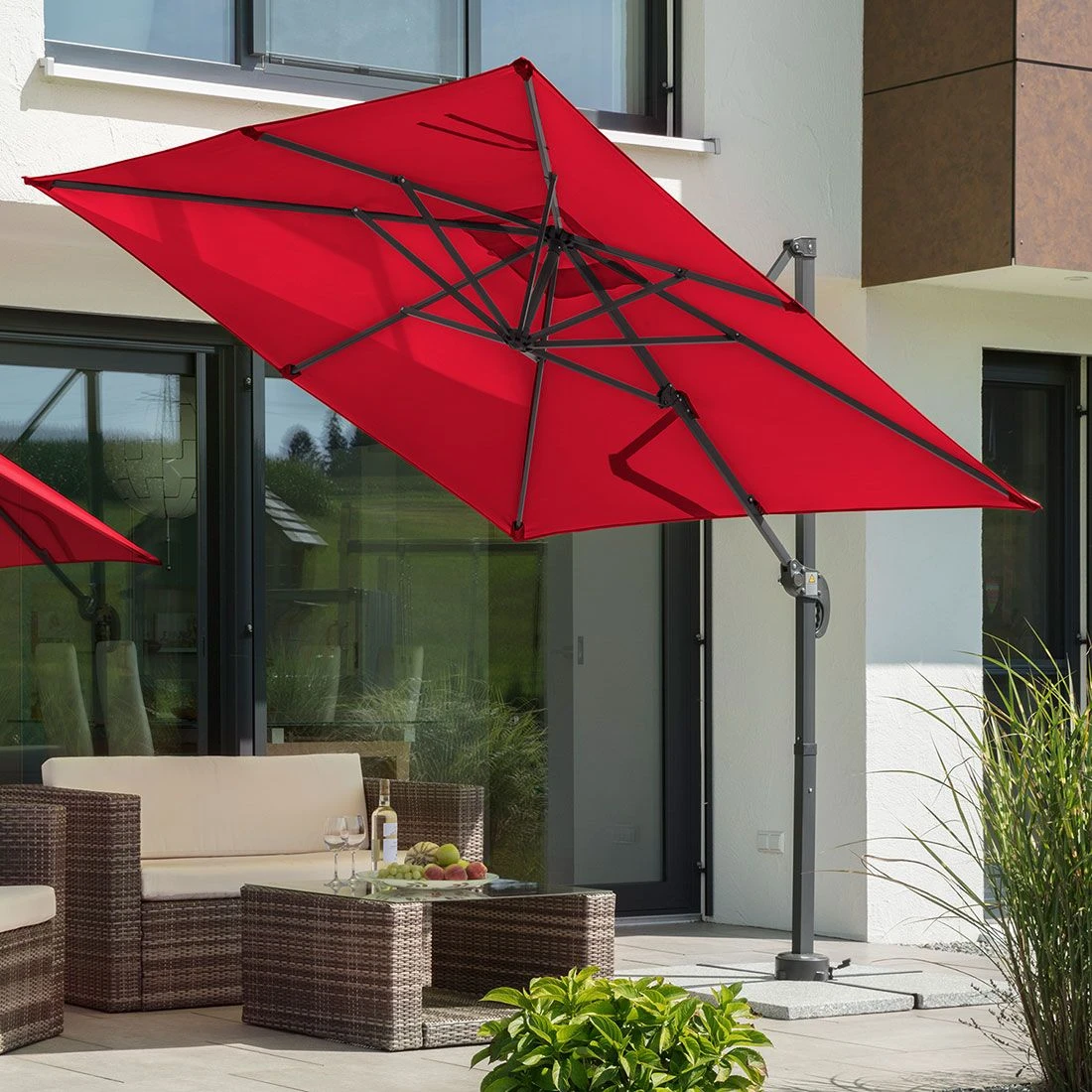 Schneider® Schneider Rhodos Junior Ampelschirm 230x230cm Anthrazit/Rot - Image 2