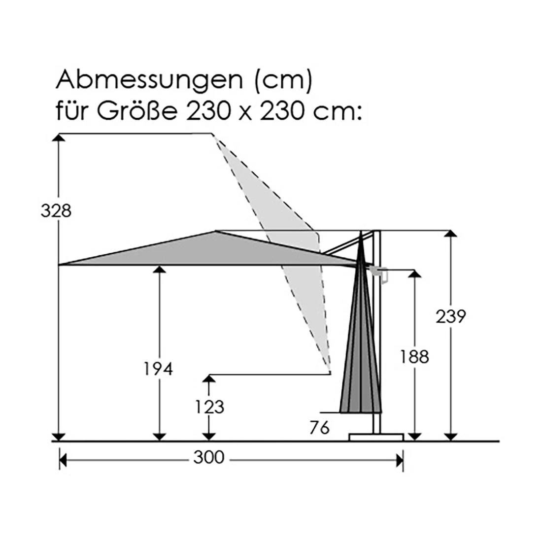 Schneider® Schneider Rhodos Junior Ampelschirm 230x230cm Anthrazit/Rot - Image 3