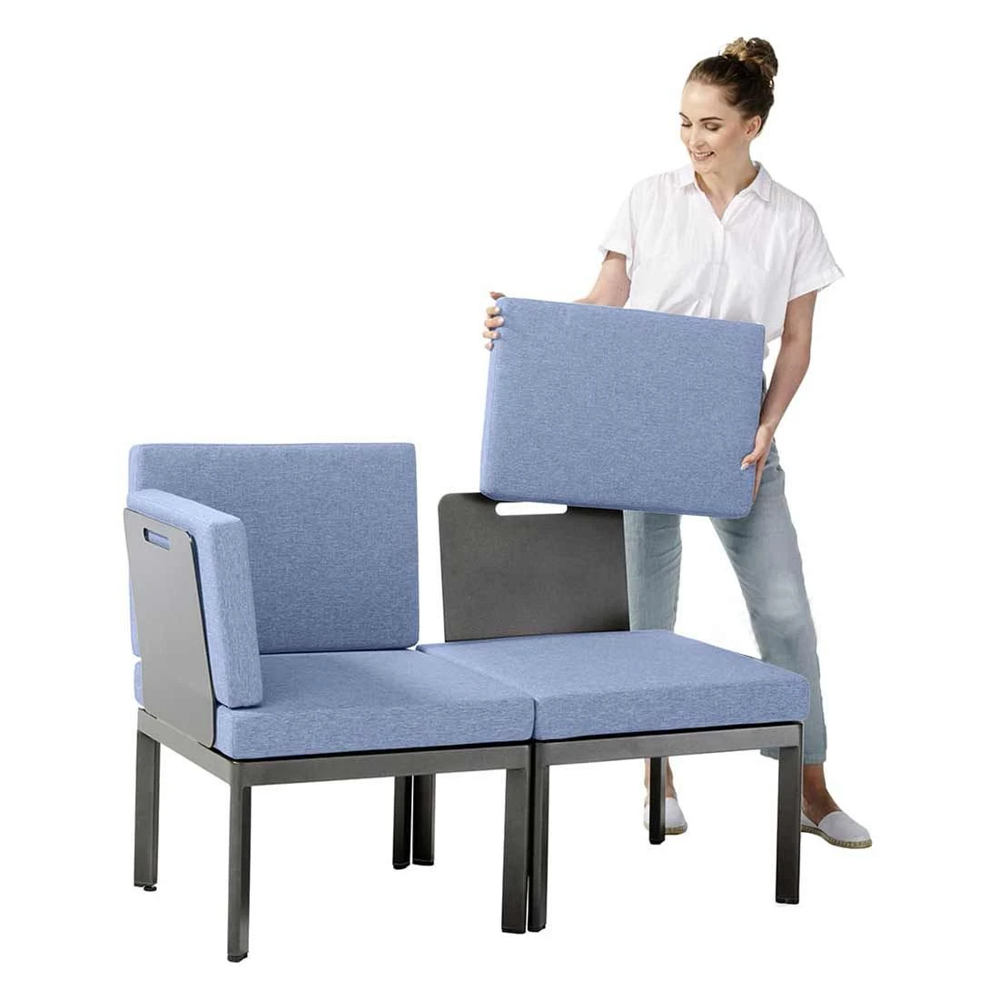 Sieger Lugo Gartensofa Aluminium/Sunproof Eisengrau/Hellblau - Image 2