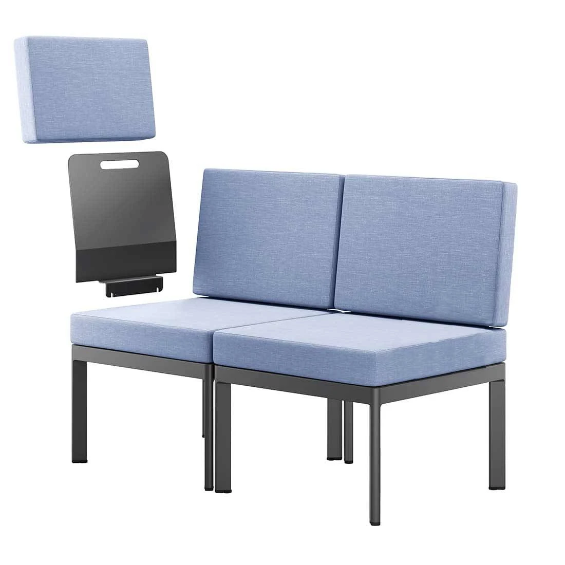 Sieger Lugo Gartensofa Aluminium/Sunproof Eisengrau/Hellblau - Image 3