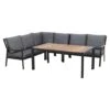 Siena Garden Londra Dininglounge 5-tlg. Mit Tisch 140x80cm Anthrazit/Schwarz-Silber
