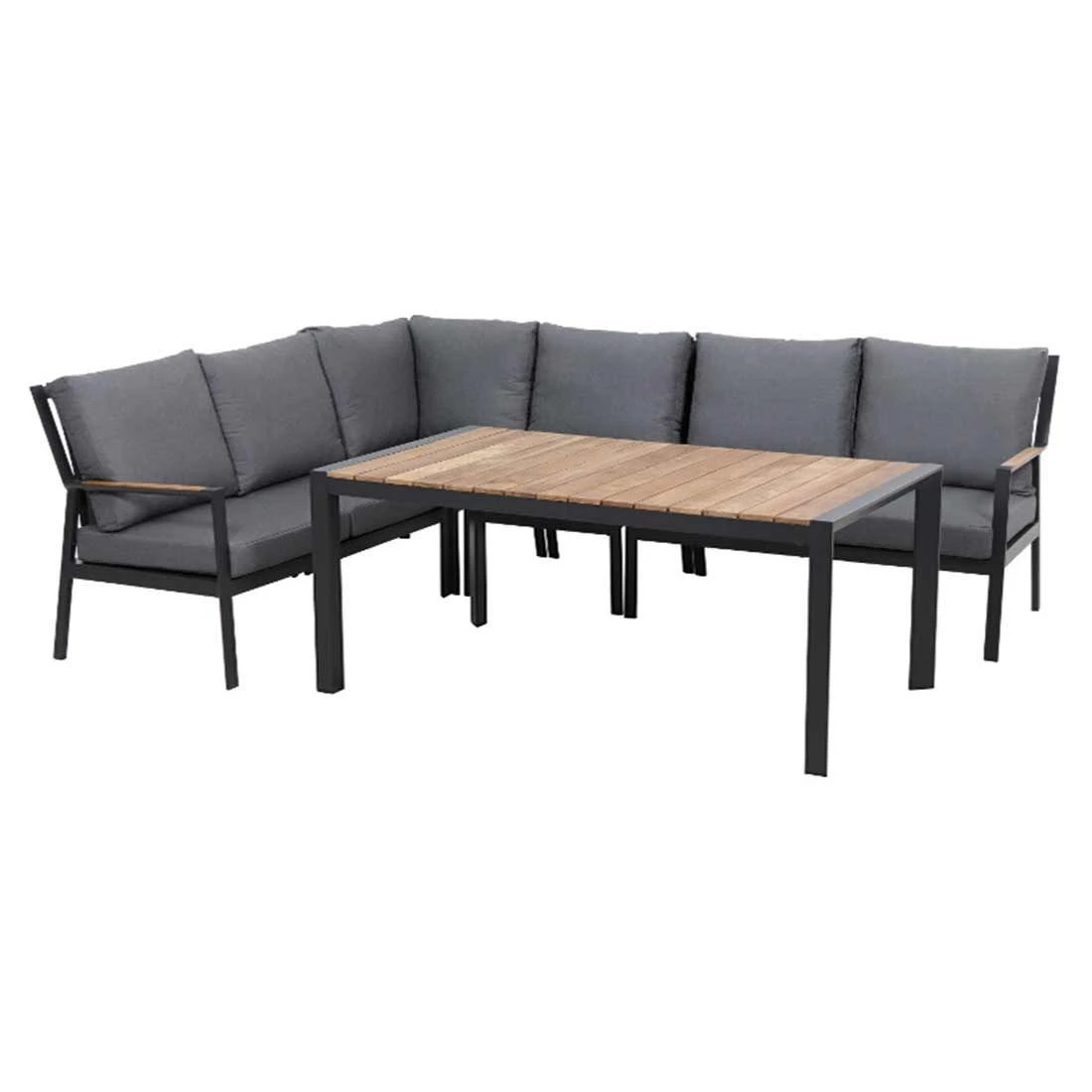 Siena Garden Londra Dininglounge 5-tlg. Mit Tisch 140x80cm Anthrazit/Schwarz-Silber