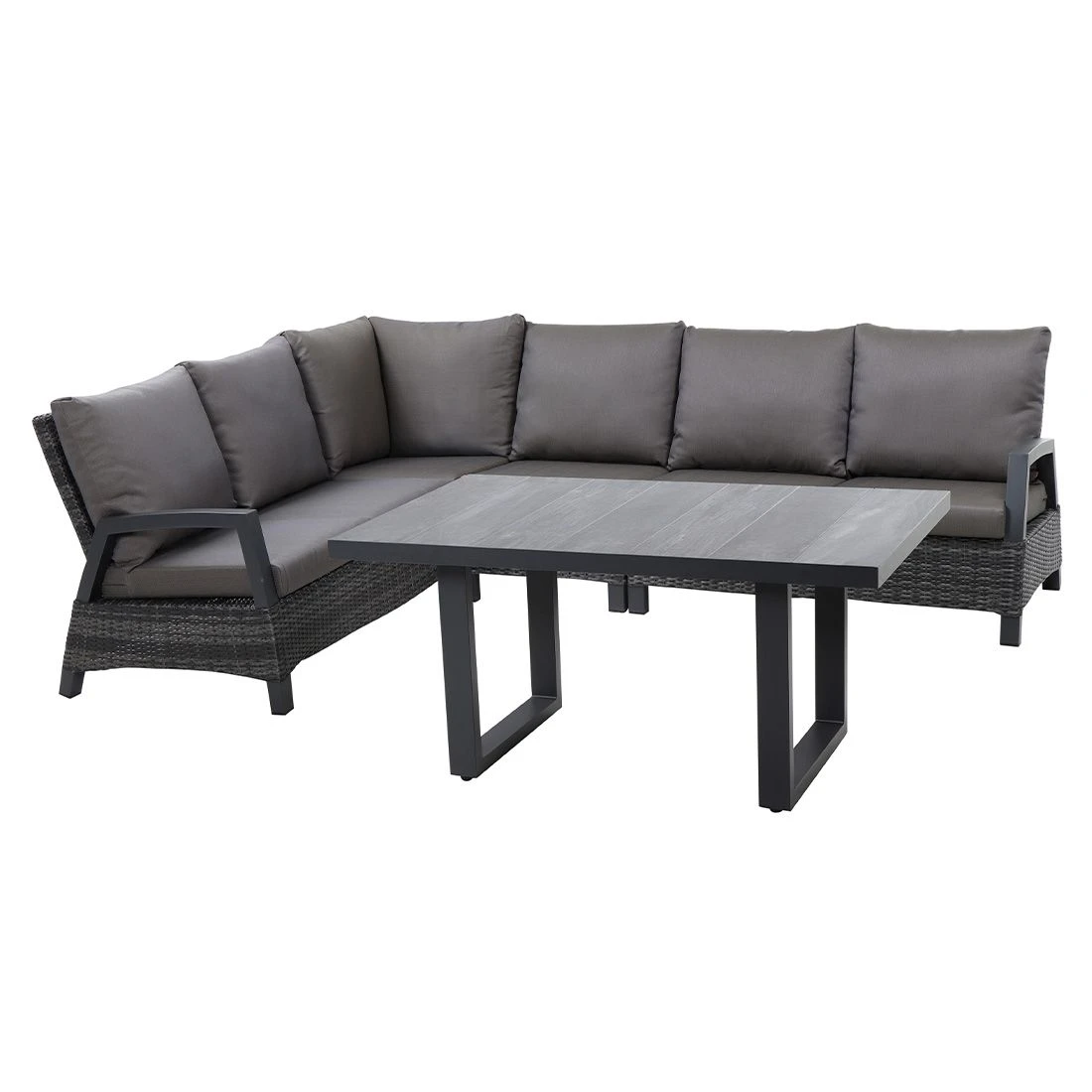 Siena Garden Taranto Dininglounge 5-tlg. Aluminium/Gardino®-Geflecht Matt Anthrazit/Blau-Grau