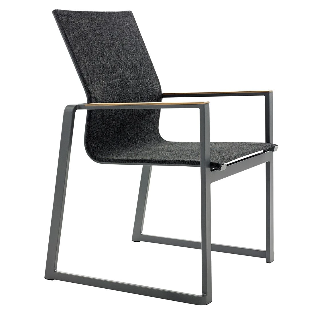 Solpuri Foxx Stapelsessel Aluminium/Textilene/Teak Anthrazit/Coal