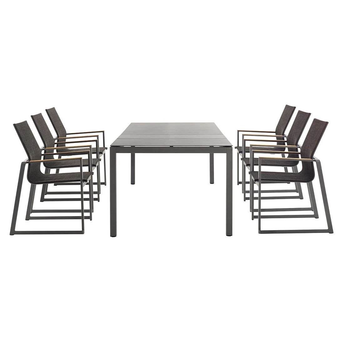 Solpuri Foxx Stapelsessel Aluminium/Textilene/Teak Anthrazit/Coal - Image 7