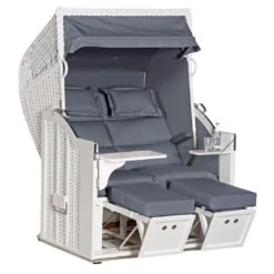 SonnenPartner Classic Strandkorb Geflecht/Fichte Weiß/Charcoal