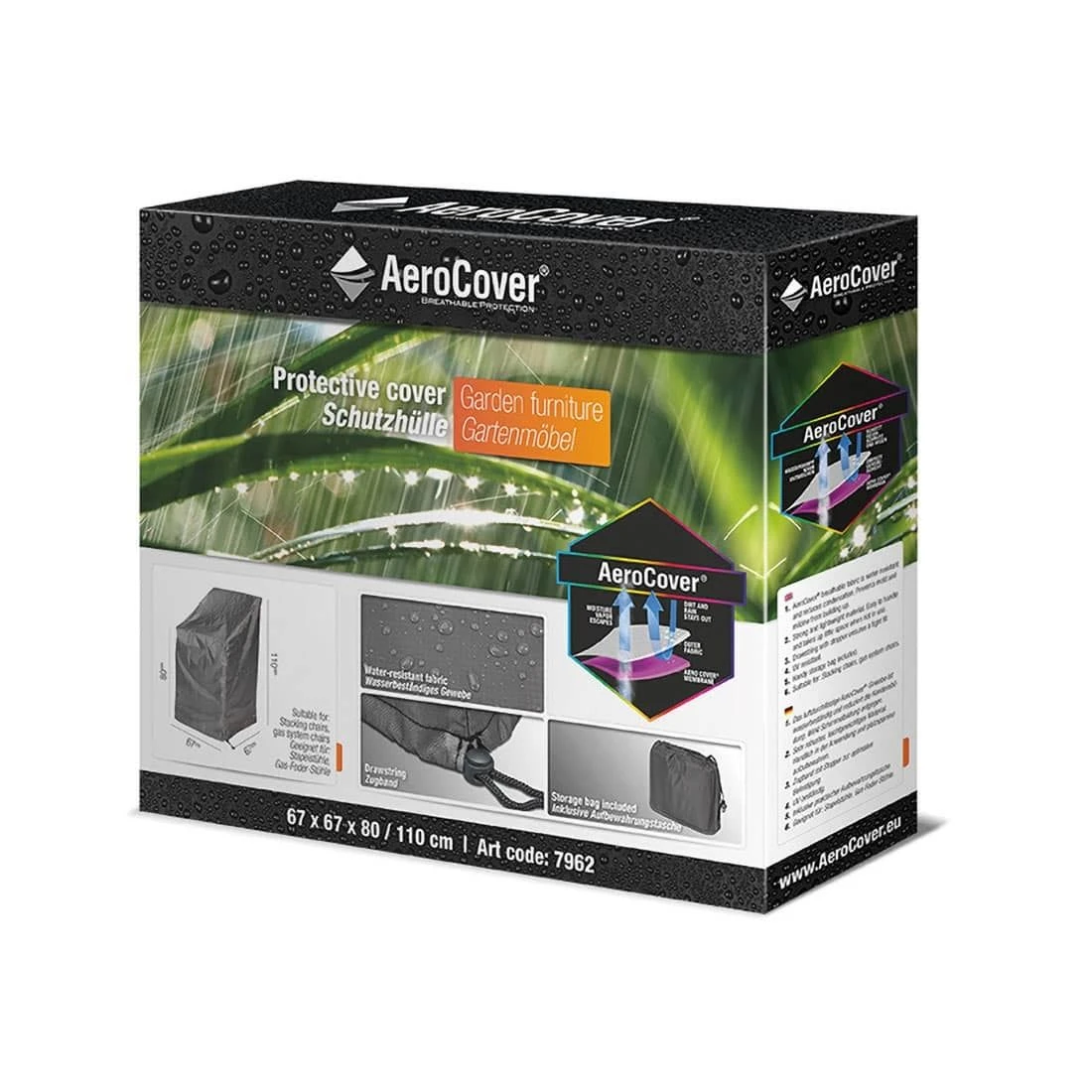 AeroCover Gartenstuhl Schutzhülle 67x67x80/110cm Polyester Uni Anthrazit - Image 9