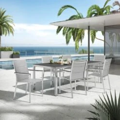 Stern Cardiff Gartenmöbel-Set 7-tlg. Tisch 220x100cm Silber