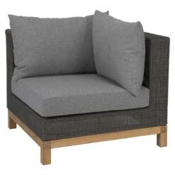 Stern Fontana Eck-/Endmodul Teak/Geflecht Basaltgrau/Seidengrau