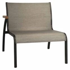 Stern Laris Lounge Endmodul Aluminium/Textilene Schwarz Matt/Leinen Grau