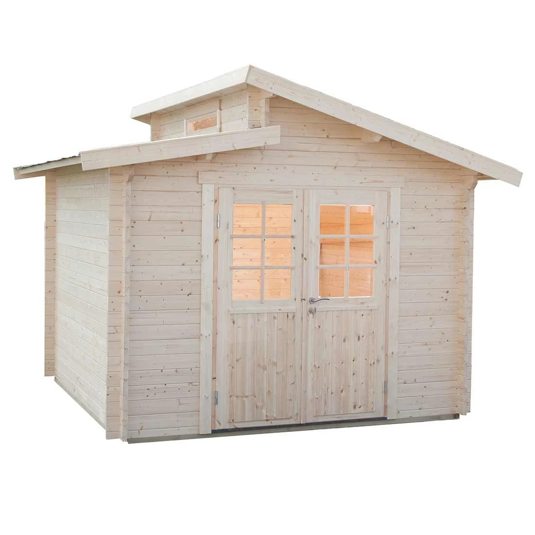 Wolff Finnhaus Bornholm 40-B Typ 2 Gartenhaus 320x320cm Mit Halbglas-Tür Natur