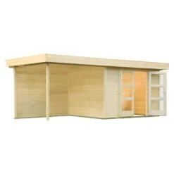 Wolff Finnhaus Calais Gartenhaus Mit Anbau+Rückwand 555x250cm Natur