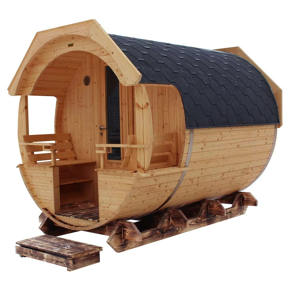 Wolff Finnhaus Finja 1 Saunafass Premium Bausatz Ø226x292cm Thermoholz