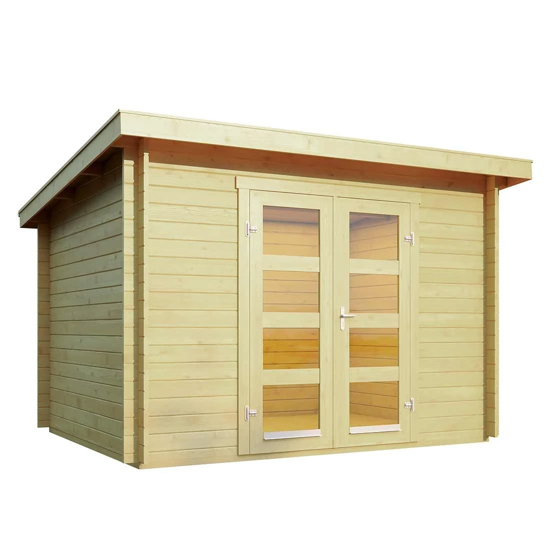 Wolff Finnhaus Gent A Gartenhaus 292x230cm Imprägniert+Doppeltür Natur