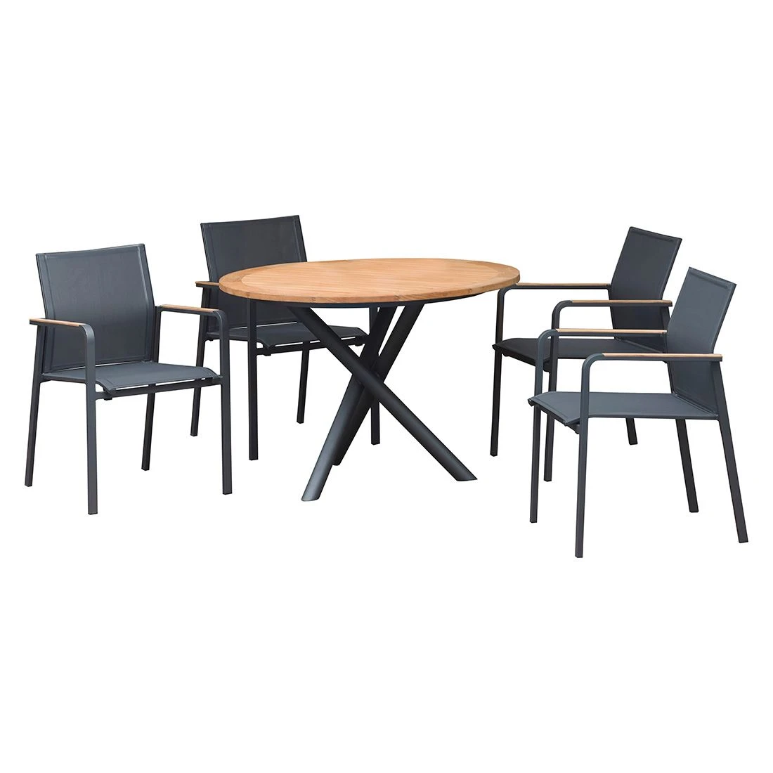 Zebra Bee Gartenmöbelset 6-teilig Aluminium/Teak Graphit/Carbon Grey