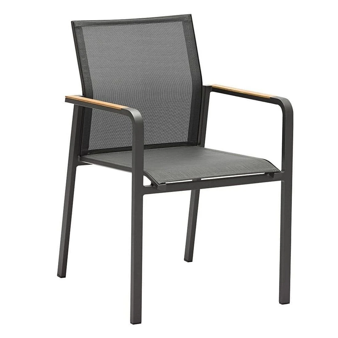 Zebra Bee/Sixx Gartenmöbel-Set 3-teilig Aluminium/Textilene Graphit/Teak Natur - Image 3