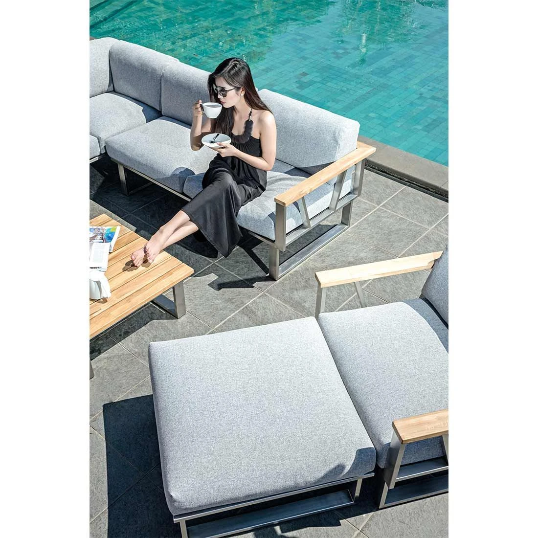 Zebra Belvedere Hocker Edelstahl/Olefin Edelstahl/Grau - Image 2