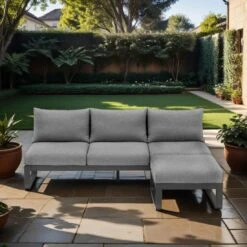 Zebra Fly Gartensofa Inkl. Lounge Hocker Aluminium/Olefin Graphit