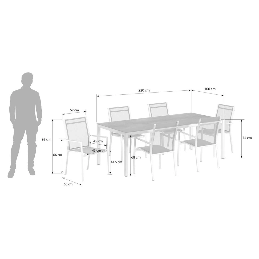 Zebra One Gartenmöbelset 7-tlg. Mit Tisch 220x100 Cm Dunkelgrau/Zement Dunkel - Image 3