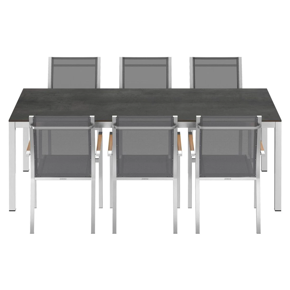 Zebra One Gartenmöbelset 7-tlg. Mit Tisch 220x100 Cm Dunkelgrau/Zement Dunkel - Image 4