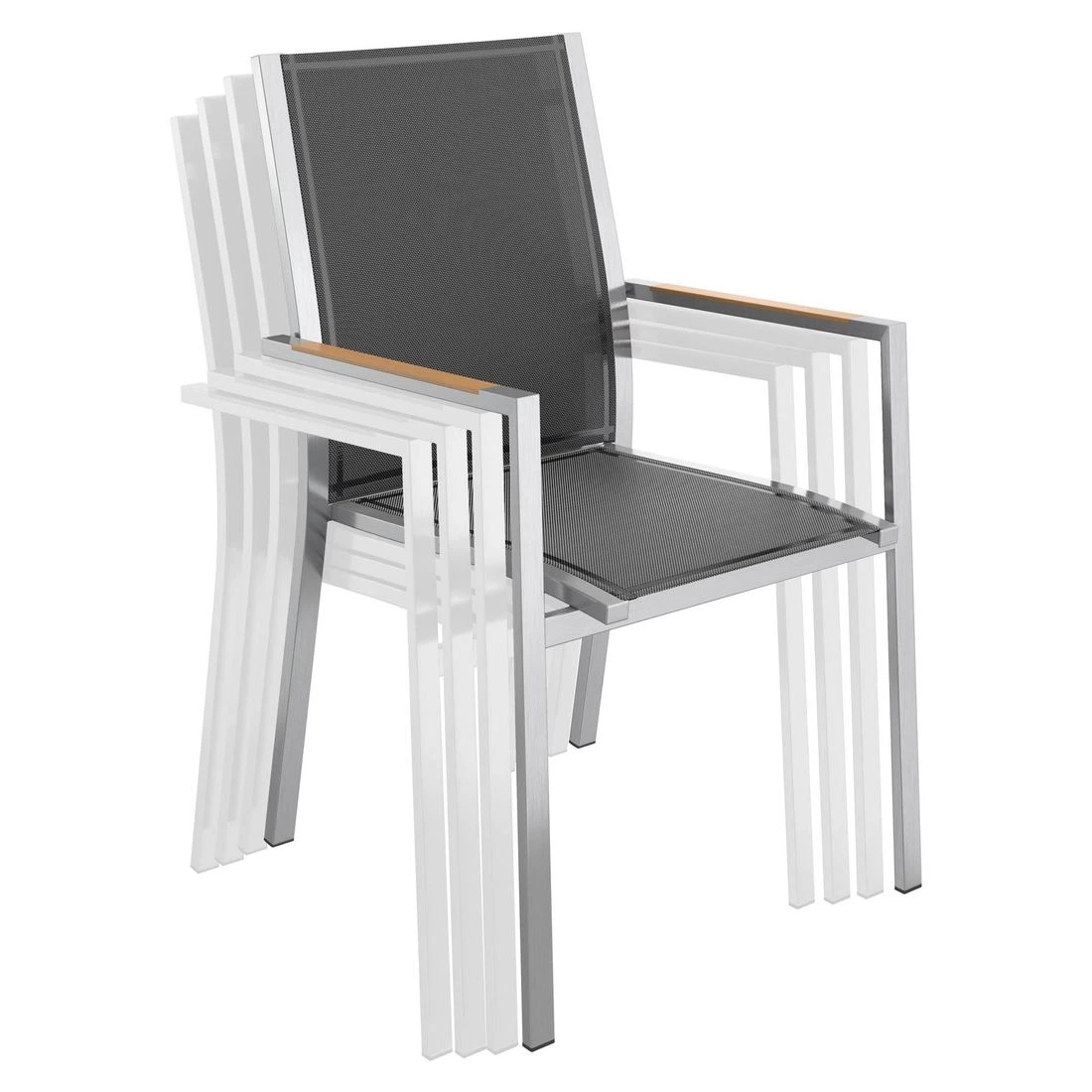 Zebra One Gartenmöbelset 7-tlg. Mit Tisch 220x100 Cm Dunkelgrau/Zement Dunkel - Image 8